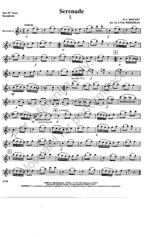 tenor saxophone solo sheet music